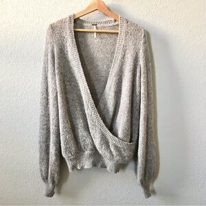 Free People Karina Wrap Sweater Size XS Alpaca Blend Balloon Sleeve Tan
